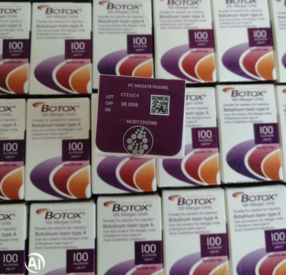 Anti-rugas Toxina Botulínica Allergan 100IU 150iu Injecções de  ' Na