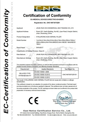 1ml 2ml 5ml 10ml 20ml Coréia Hyaluronic Acid Filler Com Certificação CE