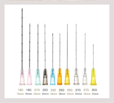 18G 21G 22G 23G 25g 27G 30G 50mm 70mm Agulha de Micro-Cânula de Ponta Tofa para Ácido Hialurónico Injetável