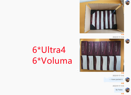 Cara do bordo que dá forma ao enchimento cutâneo ácido hialurónico Juvederm Ultra4 Voluma