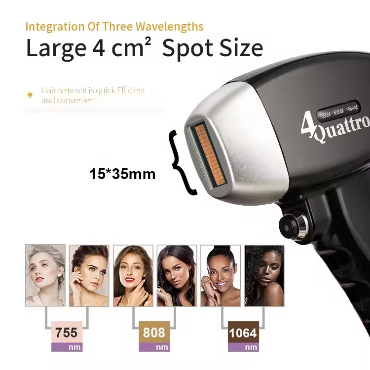 Máquina de remoção de cabelo a laser de diodo de soprano ICE 3 comprimento de onda