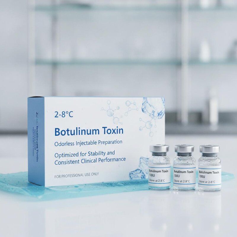 Preparação injetável de toxina botulínica 2-8°C inodora otimizada para estabilidade e desempenho clínico consistente