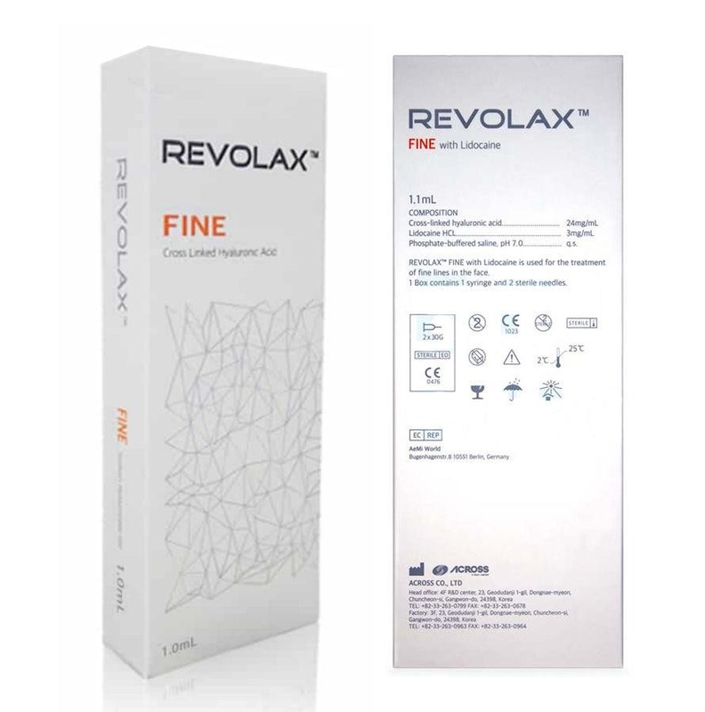 24 Mg/Ml enchimento cutâneo ácido hialurónico de 1.1ml Revolax para enrugamentos finos